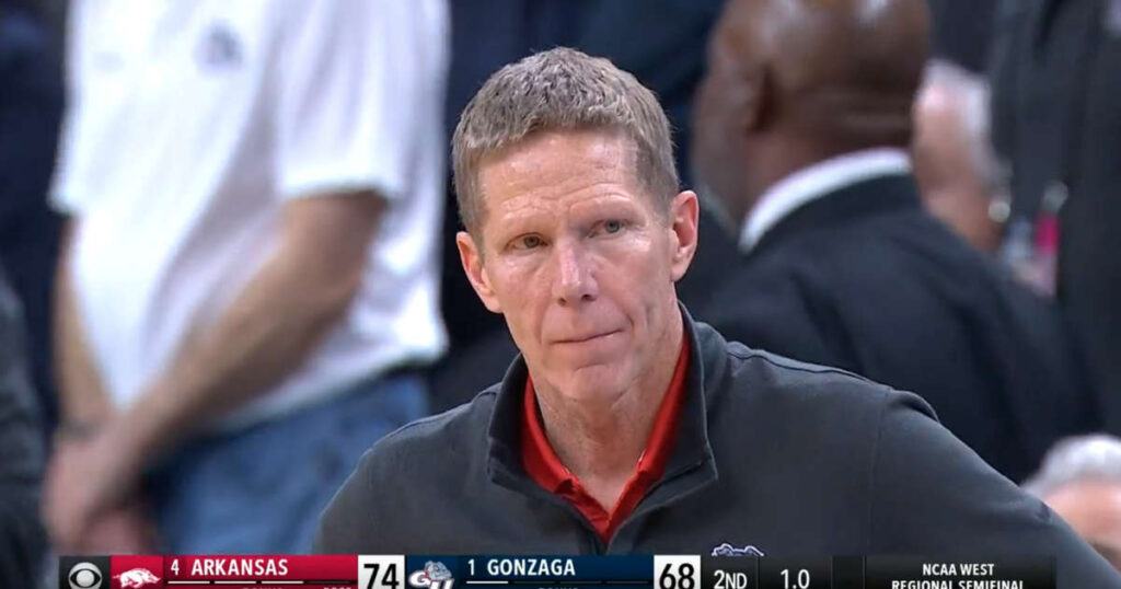 Mark Few didn’t look too pleased about Arkansas’ meaningless, last-second dunk in Gonzaga upset