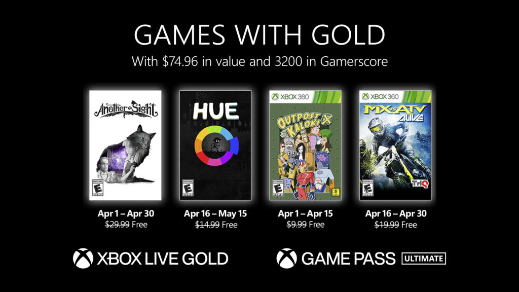 New Games with Gold for April 2022
