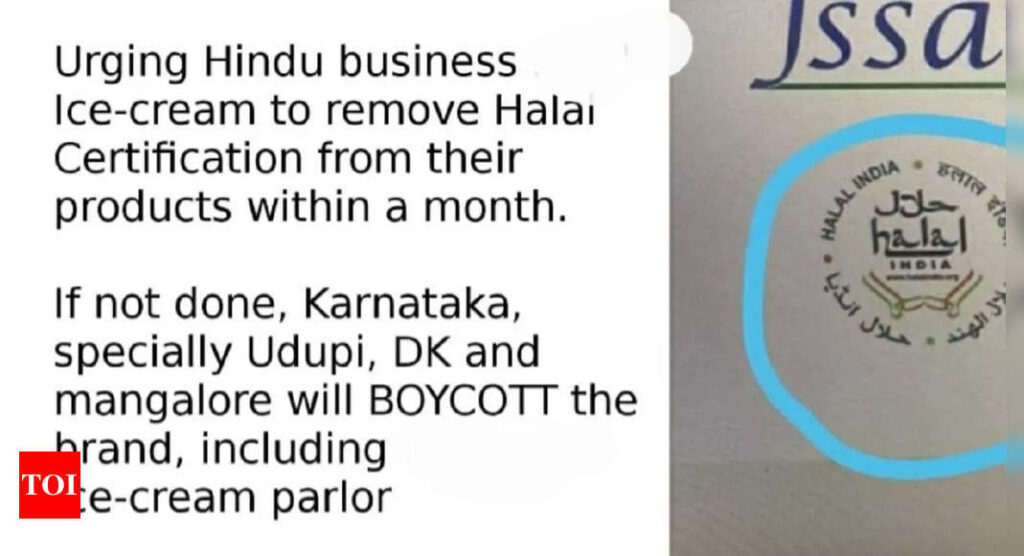 Karnataka: Now, ‘halal’ icecream on radar of fringe groups | Mangaluru News – Times of India